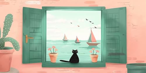 Diamond Painting paysage chat noir 70x140 | Kit peinture diamant