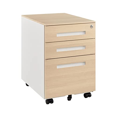 ファイリングキャビネット 引き出し3つ ファイルキャビネット ロック1個付き デスク下 ローリング モバイルファイリングキャビネット ホイール付き縦型ファイルキャビネット A4用 レターサイズの書類 ハンギングファイルフォルダー ホームオフィス オフィス Caのサムネイル