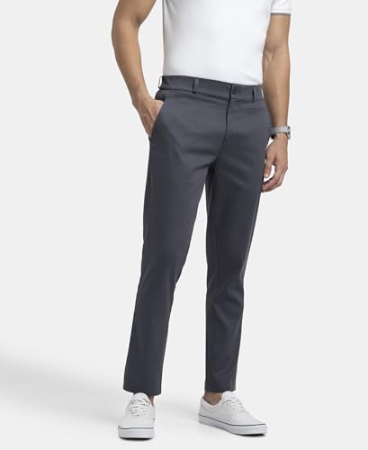Image of Jockey IM26 Men's Super Combed Cotton Rich Elastane Stretch Woven Fabric Slim Fit All Day Pants with Side Pockets