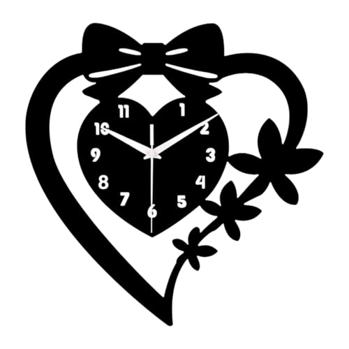 MagiDeal Horloge Murale en Forme de cœur, décoration de Saint-Valentin, Style Moderne et apaisant, idéale pour Le Salon, la Salle à Manger ou la Chambre,...