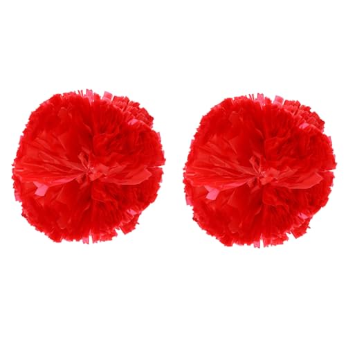BRIGHTFUFU 2 Unidades Baile das Cheerleaders pompons de líderes de torcida vermelhos pompons líder d
