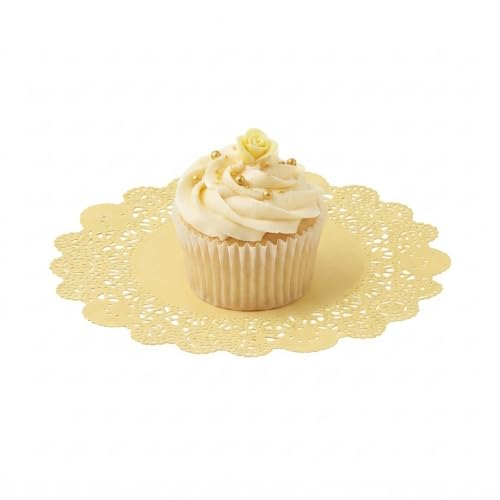Pastry Tek 8 x 8 Inch Paper Lace Doilies, 4000 Disposable Table Doilies - Elegant Lace Finish, Long Lasting, Orange Paper Doily, for Pastries, Cupcakes, Desserts - Restaurantware
