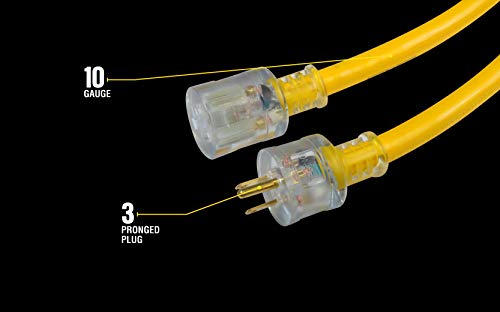 Coleman Cable 2805 10/3 50'Sjtw Yljkt Ext Crd, 50 Ft, Yellow, 50 Ft #TOP6