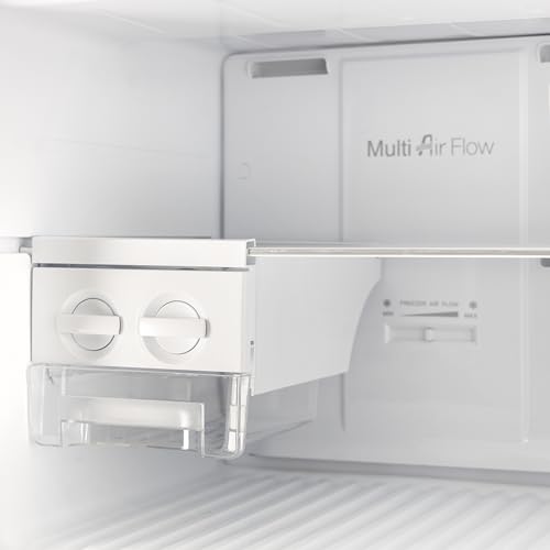 Geepas 348L Double Door No-Frost Refrigerator – Sleek Top-Freezer Design, Stainless Steel Finish, Recessed Handle, Fast Cooling, Chrome Bottle Rack & Glass Shelves – GRF4122SSXN