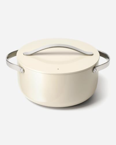 Caraway Nonstick Ceramic Dutch Oven Pot with Lid (6.5 qt, 10.5") - Non Toxic, PTFE & PFOA Free - Oven Safe & Compatible with All Stovetops (Gas, Electric & Induction) - Cream - Image 8