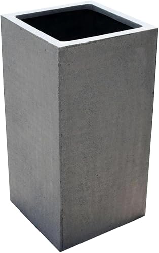 VIVANNO Jardinière Colonne de Plantes en Fibre de Verre Design béton Gris Bloc - 60x30x30 cm