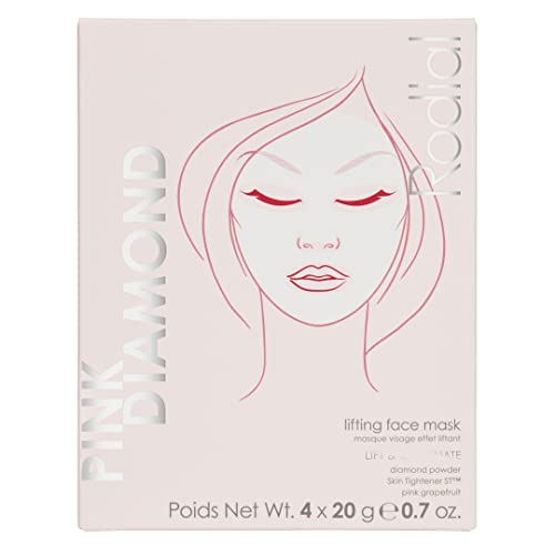 Image of Rodial Pink Diamond Lifting Face Sheet Mask (Box of 4 Sachets), Diamond Powder, Vitamine C, Skin Tightener ST, Deeply Moisturising Sheet Mask, Even Skin Tone, Sheet Mask for Wrinkles and Lines