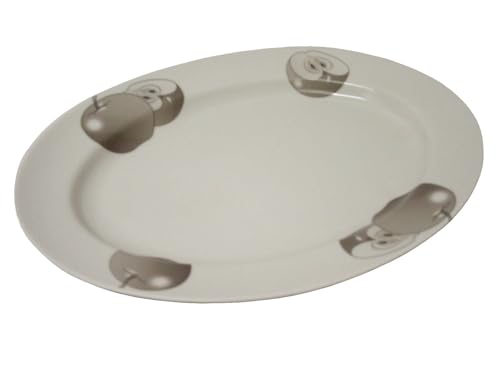 BANDEJA FUENTE SERVIR OVALADA GRANDE PORCELANA MANZANA GRIS