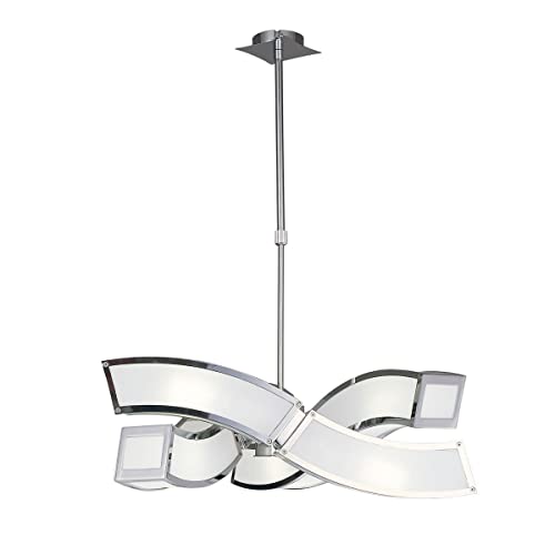 Inspired Mantra Fusion Duna GU10 Pendant 3 Arm 6 Light L1/SGU10, Polished Chrome/White Acrylic, CFL Lamps Included