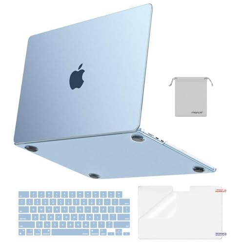 Image of MOSISO Compatible with MacBook Air 13 inch Case M5 2026 M4 M3 M2 2025-2022 A3449 A3240 A3113 A2681, 4 in 1 Kit Matte Hard Shell for MacBook Air 13.6 Case, Anti-Fingerprints&Ultra-Thin, Sky Blue Clear