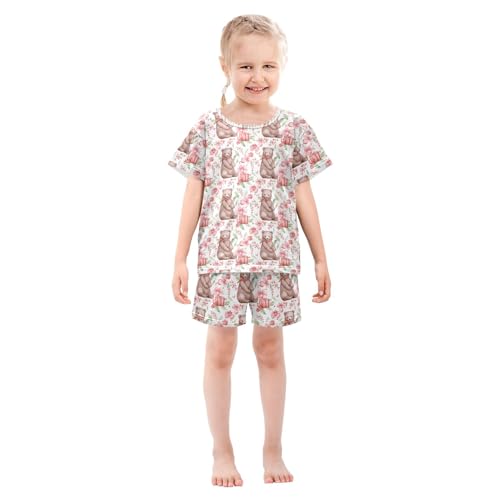 UMIRIKO Bear Animal Summer Short Sleeve Pajamas Sleepwear PJ Set B0402742