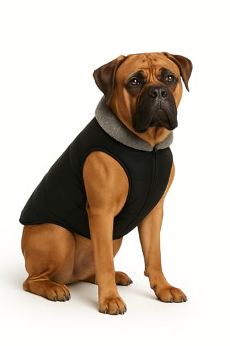 Image of The Pets Company Dog Winter Coat Jacket, Clothes, Windproof, Waterproof, Light Weight, Washable, Ultra Warm Thick Fleece Lined Dog Vest for Cold Weather Protection, (Black, XX-Large - 30 Inch)