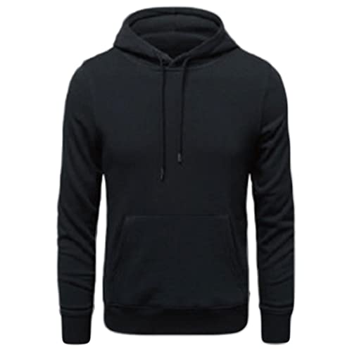 Maiyifu-GJ Men's Solid Athletic Hooded Sweatshirt Casual Long Sleeve Pullover Hoodie Comfy Sports Hoodies with Kanga Pocket (Black,4X-Large)