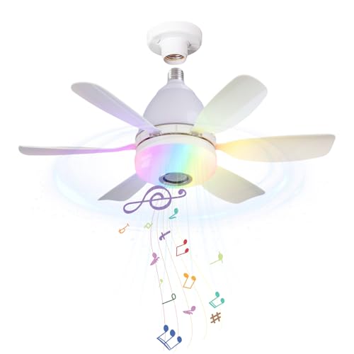 PZCC Ventilateur de Plafond avec Télécommande et Enceinte Bluetooth, Luminaire