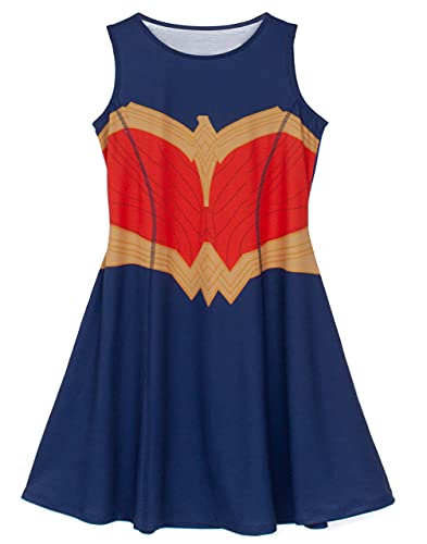 Disfraz Wonder Woman para niñas de 5-6 años azul o rojo miniatura 4