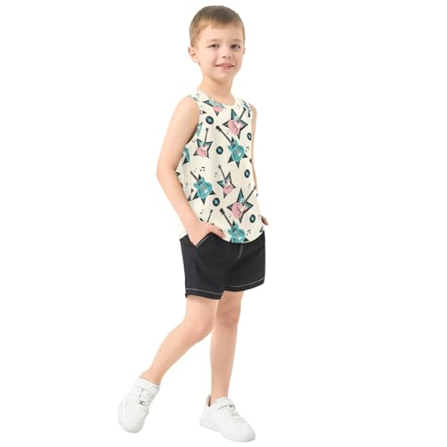 Boys' Tank Top Shirt Electric Guitar Pattern Sleeveless T-Shirts4
