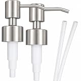 Stainless Steel Soap and Lotion Dispenser Pumps, Replacement for Your Bottles (Brushed Nickel, 2 Pack)
