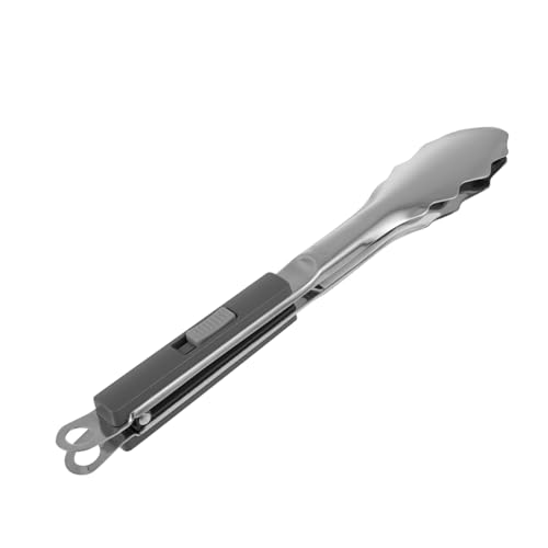 BRIGHTFUFU 1Pc Stainless Steel Barbecue Tongs Practical Steak and Bread Clamp for Cooking Non Slip Grip for Outdoor Grilling and Serving at Buffets