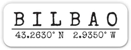 Bilbao Spain - City Coordinates Travel Luggage Vinyl Sticker Decal (7 Wide)