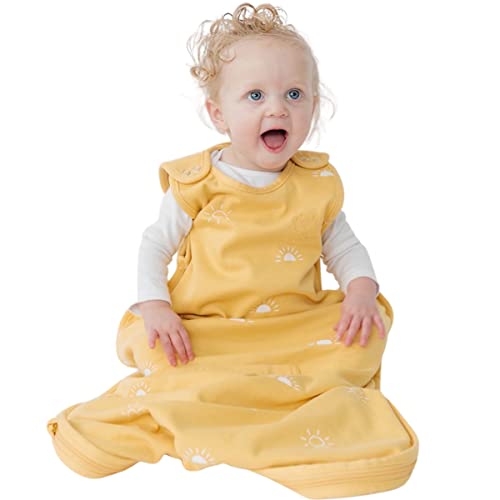 Image of Woolino 4 Season Sleep Sack - Ultimate Merino Wool and Organic Cotton Sleeping Bag - Two-Way Zipper Adjustable Universal Size Sleep Sack for Baby (2-24 Months) - Sun