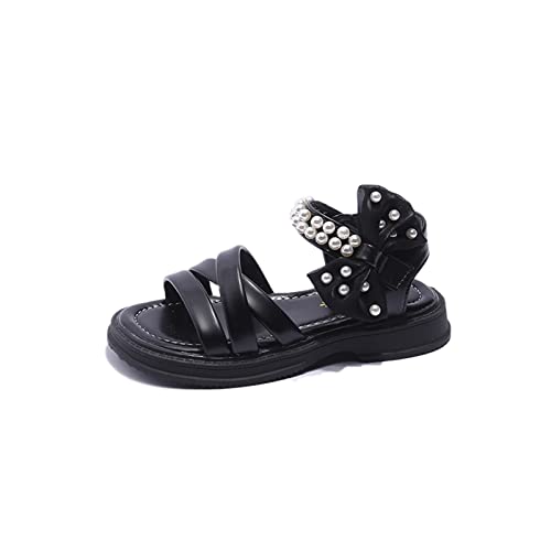 sfdgfhyf Baby Casual Sneakers Kids Slip On Shoes Toddler Kids Girls Pearl Butterfly Knot Single Princess Shoes (Black, 9 Toddler)