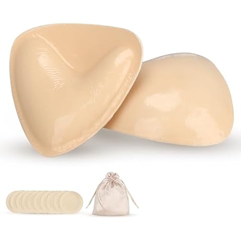 Naivilizer Double-Sided Sticky Bra Pads Push up Bra Inserts Breast Enhancer Reusable for Bikini Swimsuit and Spots Bras(C-cup) Beige Cover