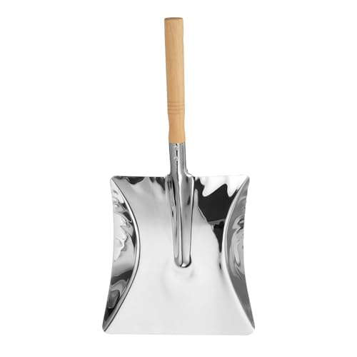 sourcing map Fireplace Ash Shovel 18 Stainless Steel Garden Shovel Dust Pan with Wooden Handle for Wood Stove Coal