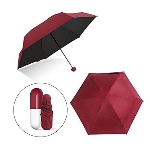 Image of Capsule Umbrella UV Protection Tablet Umbrella For Rain Windproof & Sun Protection Features, Double Layer 5 Folding Automatic Open Compact Capsule Case For Men Women Kids (Assorted Colour)