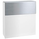MOCAVI Box 580 moderner Design-Briefkasten weiss & Edelstahl (ral 9003) Postkasten hochwertig V4A Edelstahl hand-gebürstet wetterfest rostfrei