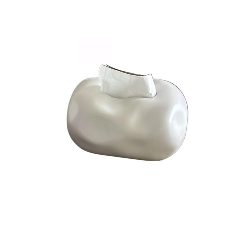 Tissue Box Holder Creative Ceramic Tissue Box Cover Home Hotel Decoration Ornaments Napkin(White)