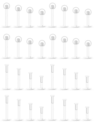 Boucles d'oreilles en plastique transparent de 16g à 20g pour piercing labret et tragus discret