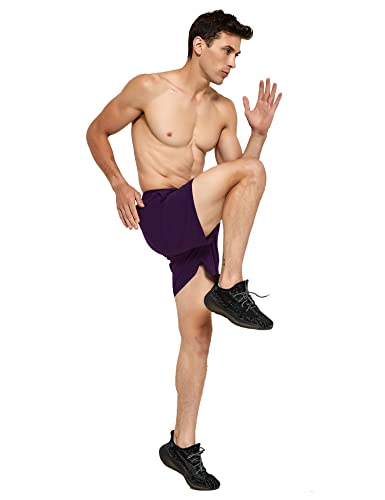 Image of DEMOZU Men's 5 Inch Running Tennis Shorts Quick Dry Athletic Workout Gym Exercise Sports Active Shorts with Pockets