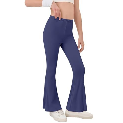 Teen Girls Flare Leggings Bell-Bottom High Waist Stretchy Yoga Tight Pants Kids Thermal Active Workout (Navy, 3-4 Years)