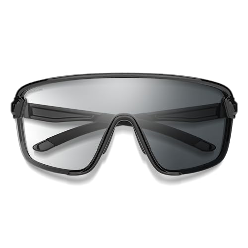 Image of SMITH Bobcat Sunglasses - Shield Lens Performance Sports Sunglasses for Skiing, Biking, MTB, Mountaineering & More - For Men & Women - Black + Photochromic Grey to Clear Lens