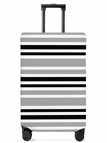 Black Gray Stripe Travel Luggage Cover, Minimalist Geometric Anti-scratch Elastic Luggage Covers For Suitcase Protector, Washable Baggage Covers