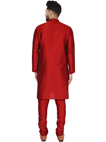 SKAVIJ Men's Art Silk Kurta Pajama Indian Traditional Ethnic Wear Dress Suits Set2