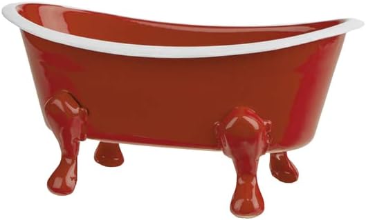Rustic Enamel 1 Piece 5.5" Metal Clawfoot Mini Bathtub Soap Dish Mini Bath Tub Decoration Clawfoot Tub Soap Caddy Collection Berry