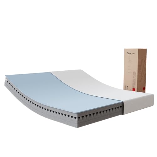 Novilla Matelas 90x190, 18 cm, Mousse à Mémoire de Forme en Gel 7 Zones, Fibre de Bambou, Lit...