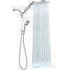 MakeFit Rain Shower Heads System, 3 Jet Double Shower Head with Solid Brass Rod, Rain Shower Head with 10 Settings, High Pressure Handheld Shower, Built-in Power Washing Mode (Chrome)