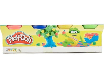 Coffret pour Play doh - Lot de 4 Pots de Pate a Modeler 224 g - Couleurs Jaune, Rouge, Vert, Bleu - Set Loisirs créatif Enfant et Une Carte