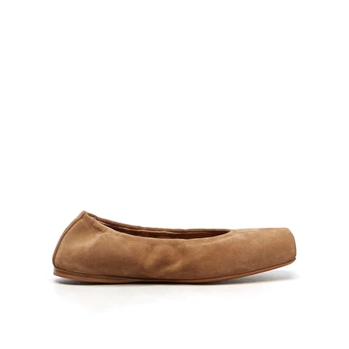 Women's Suede Ballet Flats Shoes Closed Square Leather Toe Comfortable Ballerina Flats Elastic Elegant Cute Ballet Flat Dress Casual Slip on Flat Shoes3