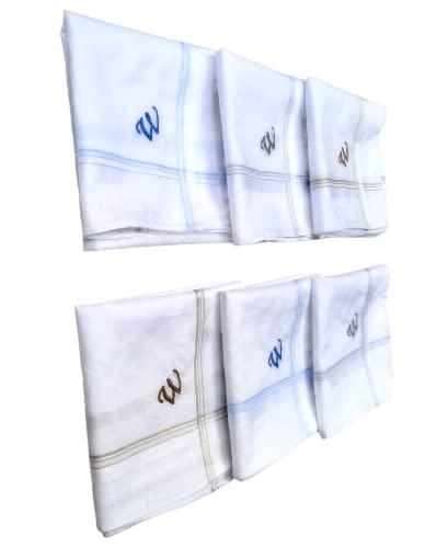 Image of ANTONIA Men's Initial Alphabet Handkerchiefs | Premium Cotton Personalized Hankies with Letter Embroidery (A-Z) | Soft, Absorbent & Reusable | Formal, Wedding & Gift Use | Pack of 6