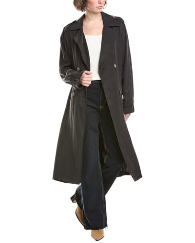 24-06.30-FASHION Black Trench Coat - Sleek Apparel for Everyday Sophistication, X-Small