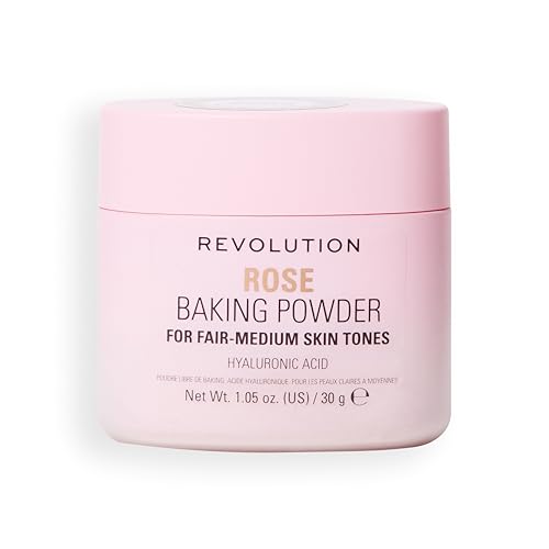 Revolution Loose Baking Powder – Polvo suelto fijador de maquillaje, acabado luminoso, controla brillos y exceso de grasa, vegano y libre de crueldad, 30 g, Rose