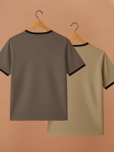 Image of YAZOLE Men's Round Neck Solid T Shirt | Regular Fit Lycra Blend Half Sleeve Tee | Casual Gym Running Walking Sports Office Travel | Stretch Fabric | Comfortable for Everyday use | (S to XXL)