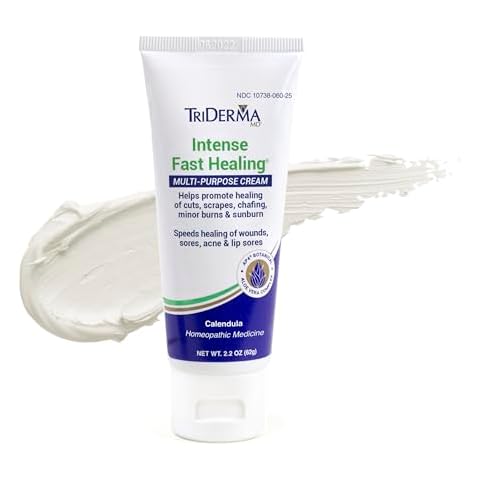 TriDerma Intense Fast Skin Healing Cream for Hard-to-Heal Skin Irritations, Sores, Rashes, Dry, Cracked Hands, Cuts, Chafing, Burns, Scrapes - First Aid Kit Essential - FSA Eligible - 2.2 oz Tube Cover