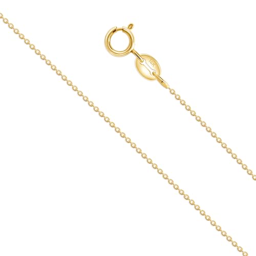 EVAYA 14K Gold Rolo Chain Necklace for Women & Men (1mm Width, 14-24
