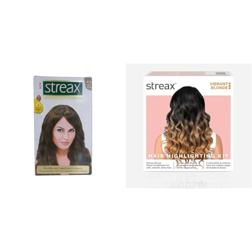 Streax Cream Hair Colour for Women & Men | Golden Brown Highlight Kit | Vibrant Blonde – Pack of 1