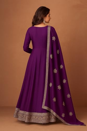 Image of Girl's Fashion Hub's Anarkali Gown with duaptta Set for Women, Chinon Silk Fabric || Ethnic Gown for Women