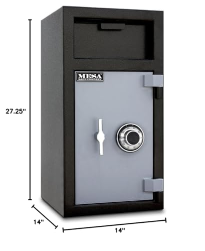 Mesa Safe MFL2714C-ILK All Steel Depository Safe with Interior Locker, Combination Lock, 1.3-Cubic Feet, Black and Grey